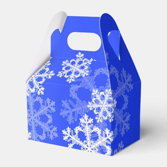 Stylish Cobalt Blue Snowflakes Modern Christmas  Favour Box (Front Side)