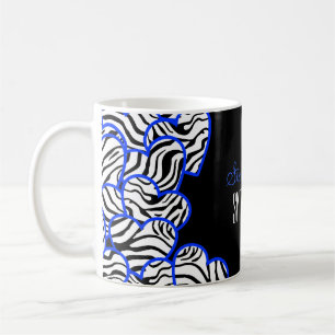 Stylish Cobalt Sweet 16 Zebra Heart Design Name  Coffee Mug