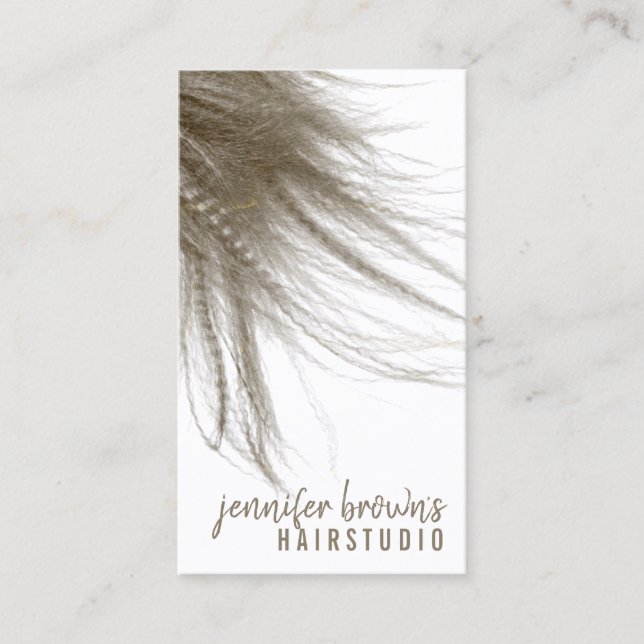 Stylish Coiffure Salon Girly Wavy Long Hair Business Card (Front)