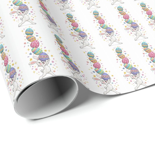 Stylish Colorful Bunny Eggs  Happy Easter Wrapping Paper (Roll Corner)