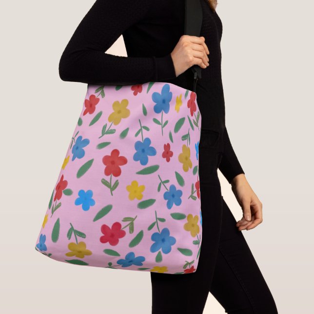 STYLISH COLORFUL FLOWERS PATTERN CROSSBODY BAG (Close Up)