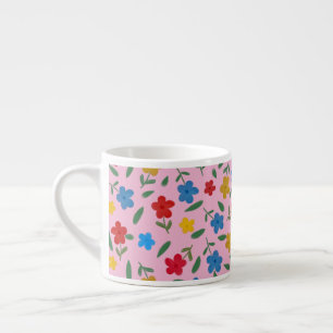 STYLISH COLORFUL FLOWERS PATTERN ESPRESSO CUP