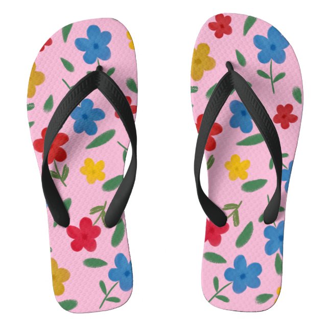 STYLISH COLORFUL FLOWERS PATTERN FLIP FLOPS (Footbed)