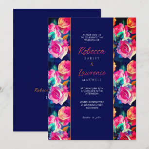 Stylish Colorful flowers wedding invitation
