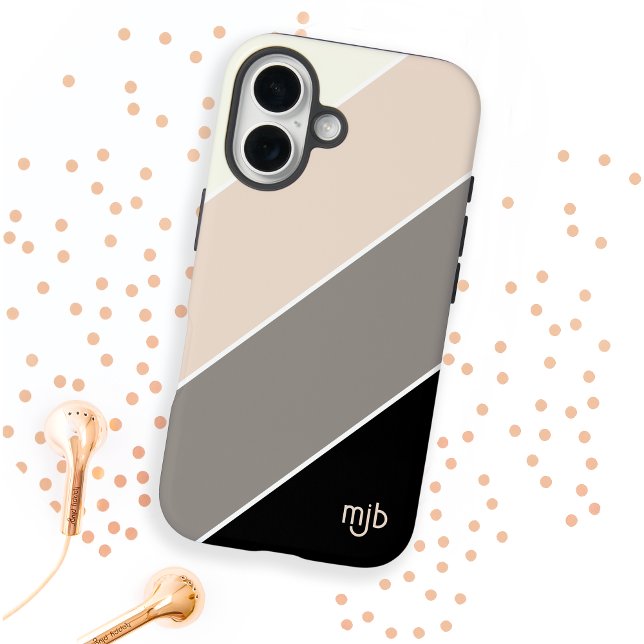 Stylish Colour Block Stripes Pattern with Monogram Case-Mate iPhone Case (Creator Uploaded)