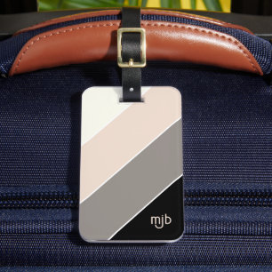 Stylish Colour Block Stripes Pattern with Monogram Luggage Tag