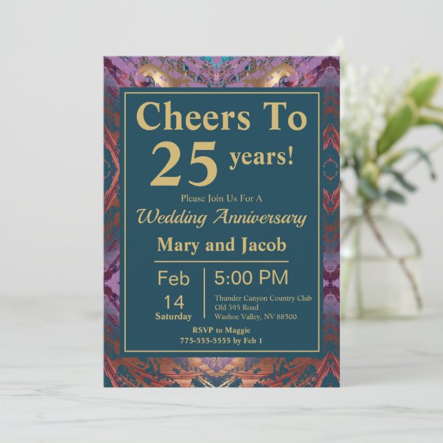 Stylish Colourful Anniversary Invitation (Standing Front)