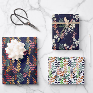 Stylish Colourful Botanical Greenery Pattern Wrapping Paper Sheet