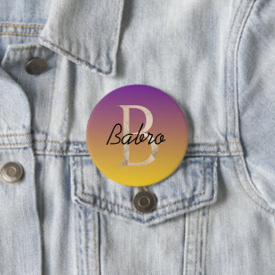Stylish colourful custom gradient purple yellow 7.5 cm round badge