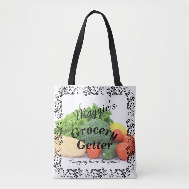 Stylish Colourful Customisable Everyday Use Grocer Tote Bag (Front)