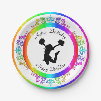 Stylish Colourful Embellished Cheerleader Birthday Paper Plate