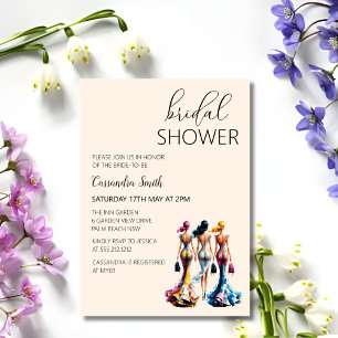 Stylish Colourful Fitting Dress Woman Bridal Showe Invitation