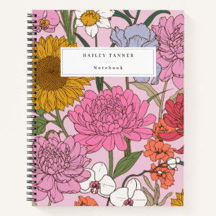 Stylish Colourful Flower Botanical Chic Floral Notebook