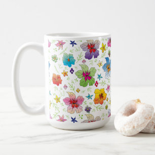 Stylish Colourful Flower Pattern Design Coffee Mug