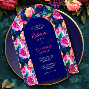 Stylish Colourful flowers wedding arch invitation