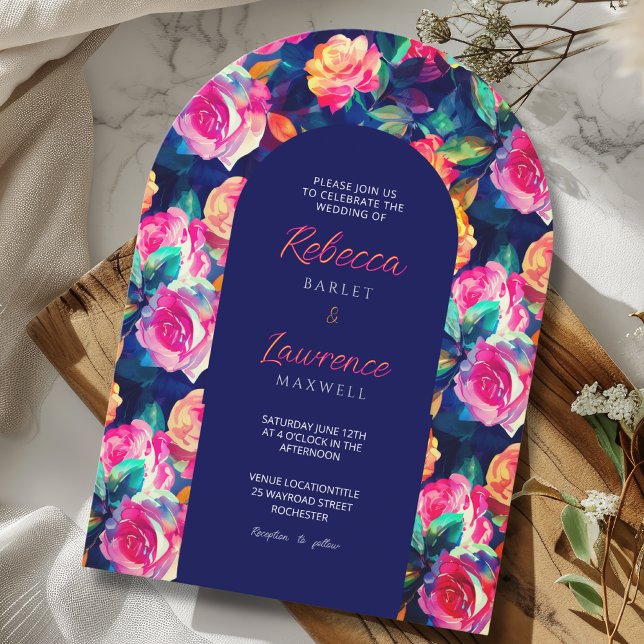 Stylish Colourful flowers wedding arch invitation (Creator Uploaded)
