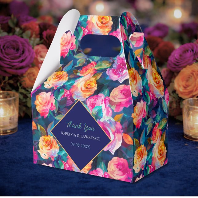Stylish Colourful flowers wedding Favour Box (Creator Uploaded)