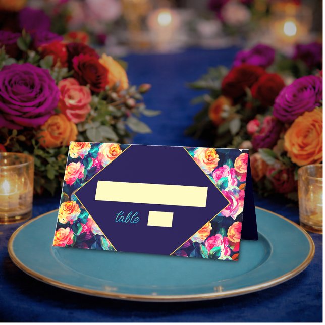 Stylish Colourful flowers wedding Place Card (Creator Uploaded)