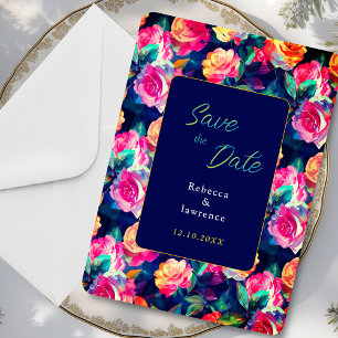 Stylish Colourful flowers wedding Save The Date