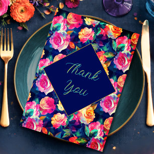 Stylish Colourful flowers wedding Thank You Card
