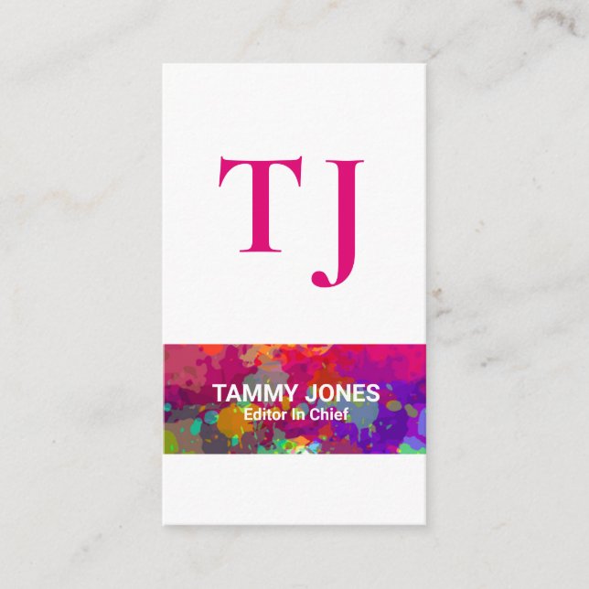 Stylish Colourful Graffiti Grunge Monogram Letters Business Card (Front)
