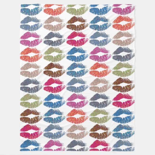 Stylish Colourful Lips #30 Fleece Blanket (Front)