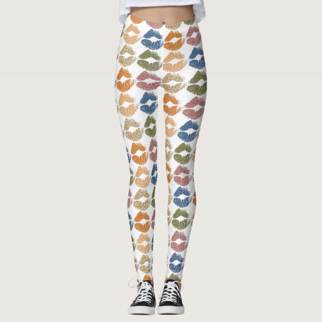 Stylish Colourful Lips Leggings (Front)