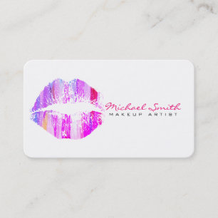 Stylish Colourful Lips Makeup Artist Plain White Business Card