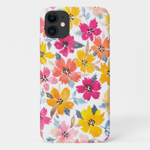 Stylish Colourful Loose Floral Watercolor Flowers iPhone 11 Case