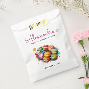 Stylish Colourful Macarons Sweet 16 Bake Watercolo Favour Bags