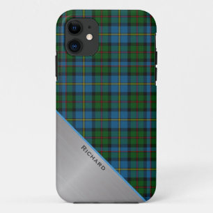 Stylish Colourful MacLeod Plaid & Aluminium Look iPhone 11 Case