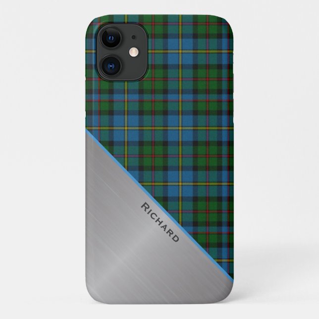 Stylish Colourful MacLeod Plaid & Aluminium Look i Case-Mate iPhone Case (Back)