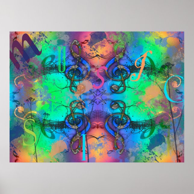 Stylish Colourful Music Abstract Poster (Front)
