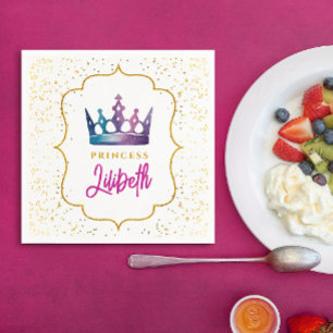 Stylish Colourful Princess Crown Tiara Watercolor Napkin