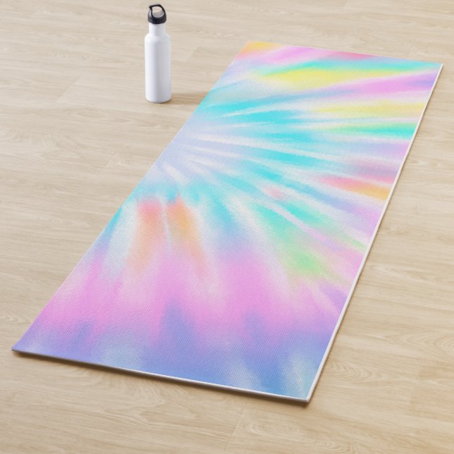 Stylish Colourful Rainbow Tie Dye Yoga Mat (In Situ)