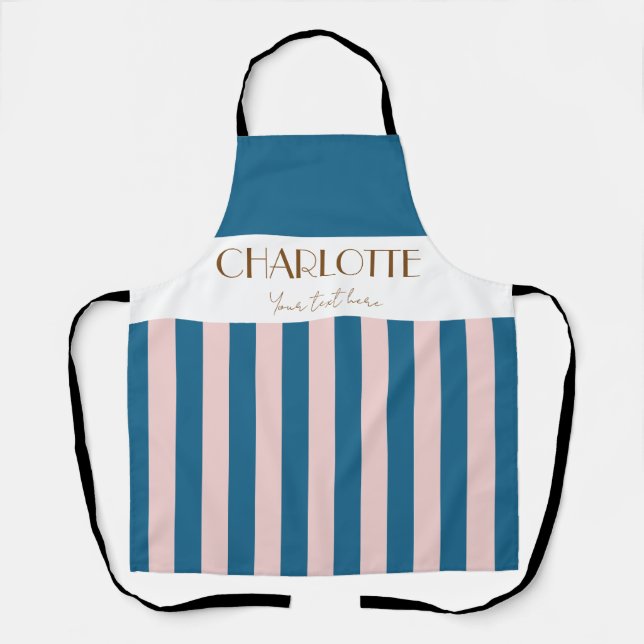Stylish Colourful Stripes Nautical Blue template Apron (Front)