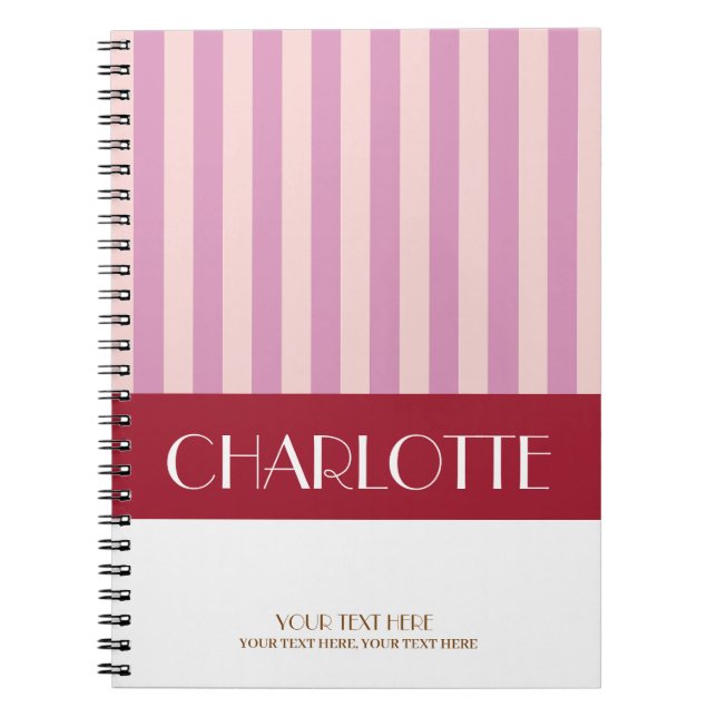 Stylish Colourful Stripes Personalised Monogrammed Notebook (Front)