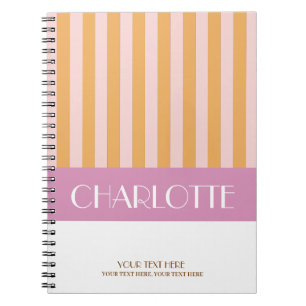 Stylish Colourful Stripes Personalised Monogrammed Notebook