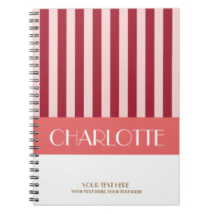 Stylish Colourful Stripes Personalised Monogrammed Notebook