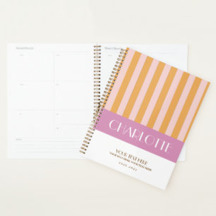 Stylish Colourful Stripes Personalised Planner