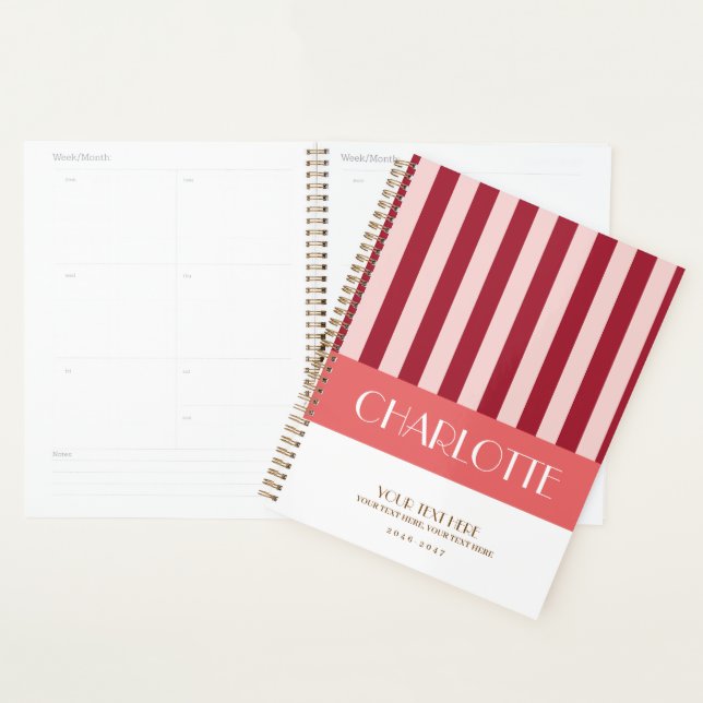 Stylish Colourful Stripes Personalised Planner (Display)