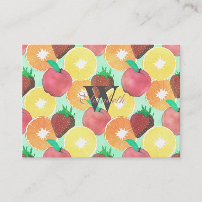 Stylish Colourful Summer Fruits Design Business Card (Front)