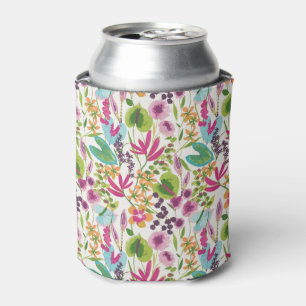 Stylish Colourful Summer Tropical Floral Pattern Can Cooler