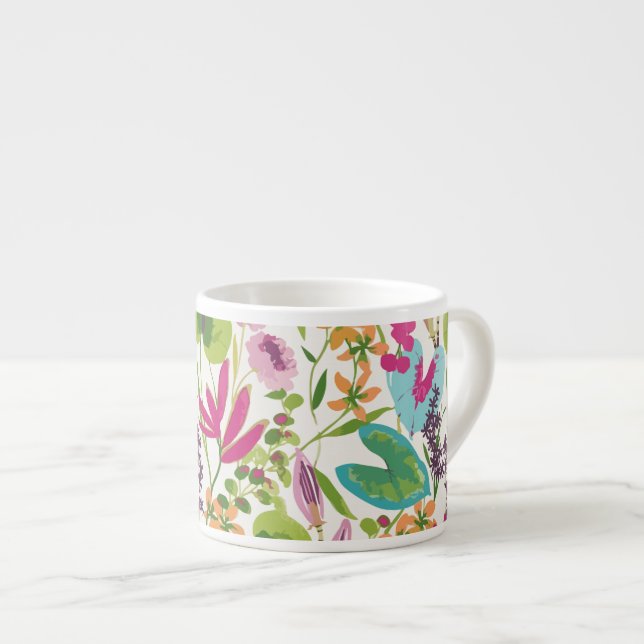 Stylish Colourful Summer Tropical Floral Pattern Espresso Cup (Front Right)