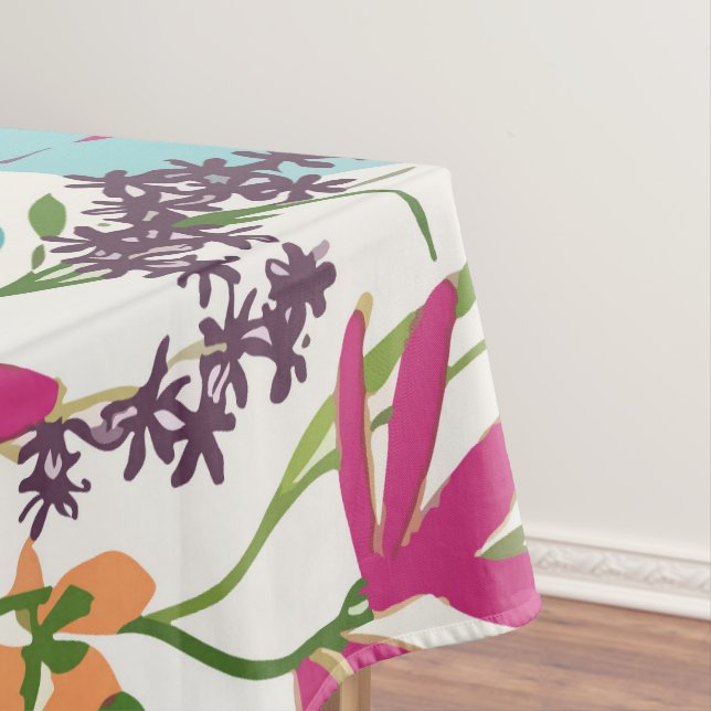 Stylish Colourful Summer Tropical Floral Pattern Tablecloth (In Situ)