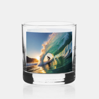 Stylish colourful surfer whiskey glass