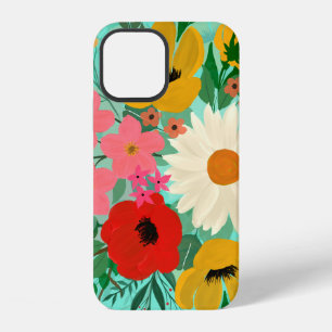 Stylish Colourful Watercolor Floral Mint Design iPhone 12 Case