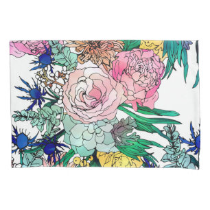 Stylish Colourful Watercolor Floral Pattern Pillowcase