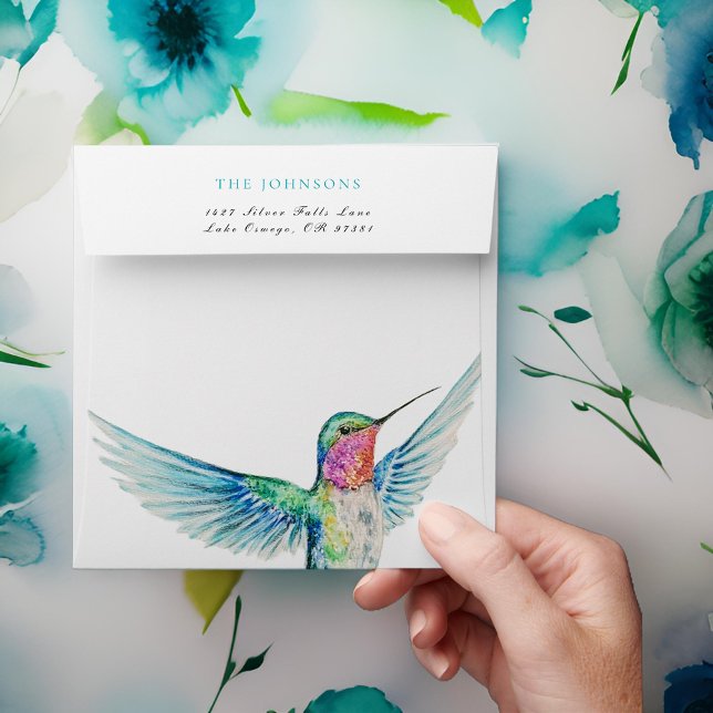 Stylish Colourful Watercolor Hummingbird  Envelope (Creator Uploaded)