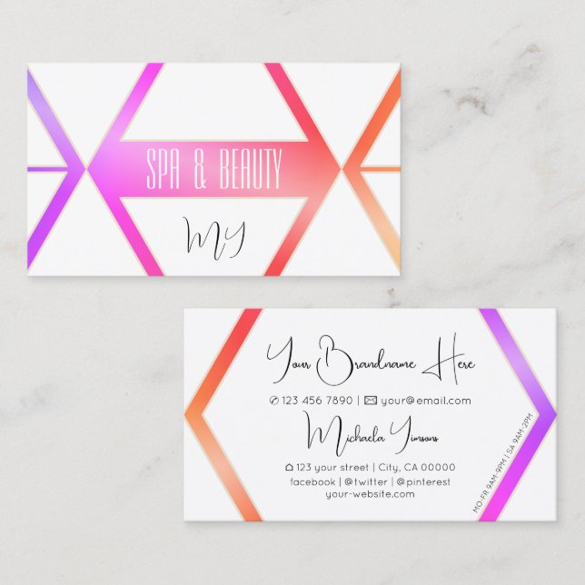 Stylish Colourful with White Geometric and Monogra Business Card (Front/Back)